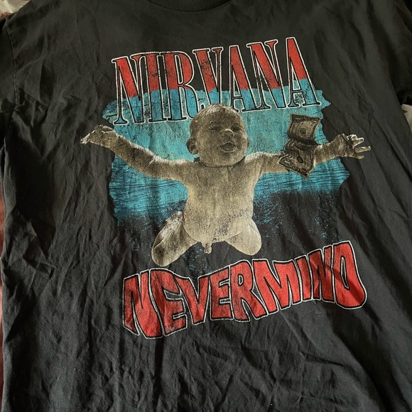NIRVANA Black Smiley Face T-Shirt - Picture 1 of 2